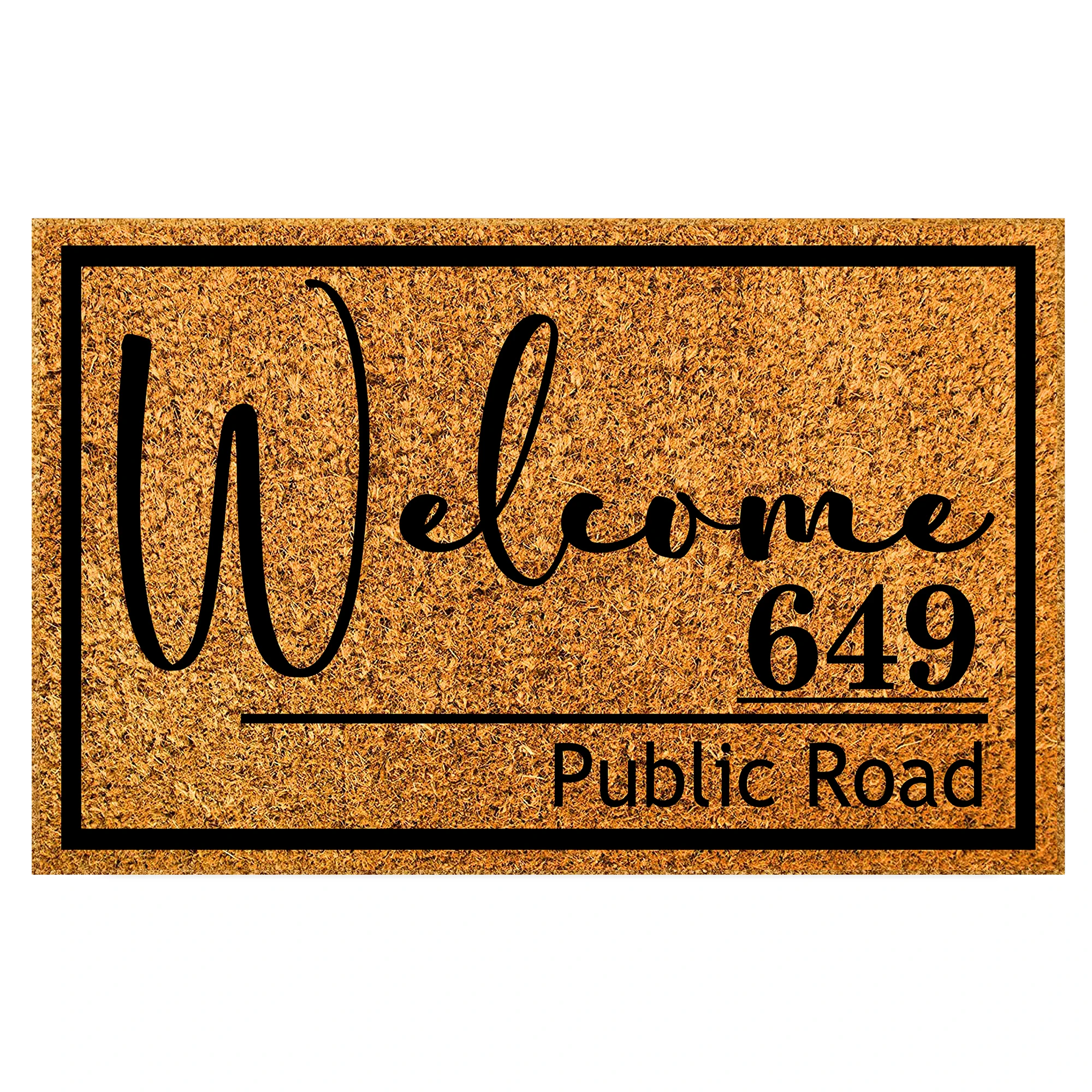Custom Family Welcome Mat with House Number & Street Address Personalized Doormat Non Slip Entry Rug for Home Entrance Outdoor