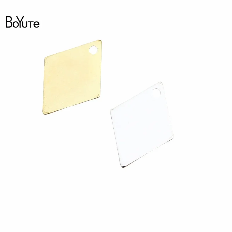 

BoYuTe Wholesale (200 Pieces/Lot) Metal Brass Stamping 18*13MM Rhombus Charms for Jewelry Making Materials