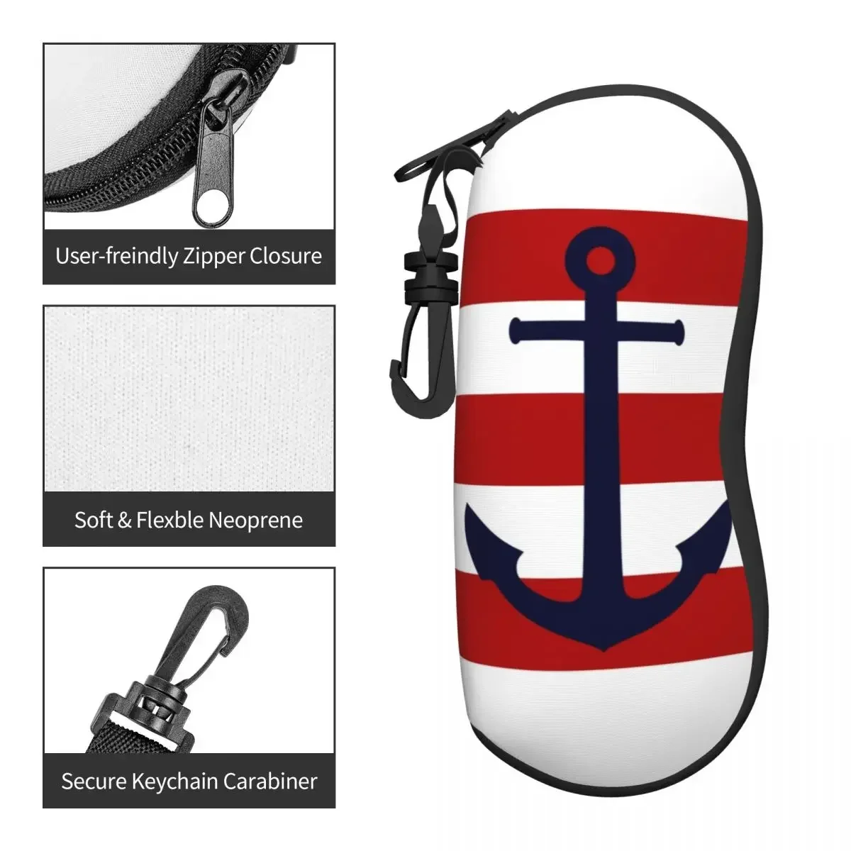 

On Red Stripes Shell Eyeglasses Protector Cases Fashion Sunglass Case Sailing Sailor Glasses Bag
