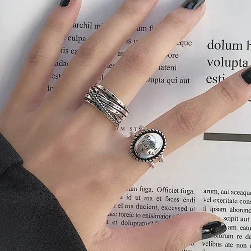 

Real 925 Sterling Silver Line Cross Geometric Opening Rings for Women Trendy Fine Jewelry Minimalist Personality Accessories