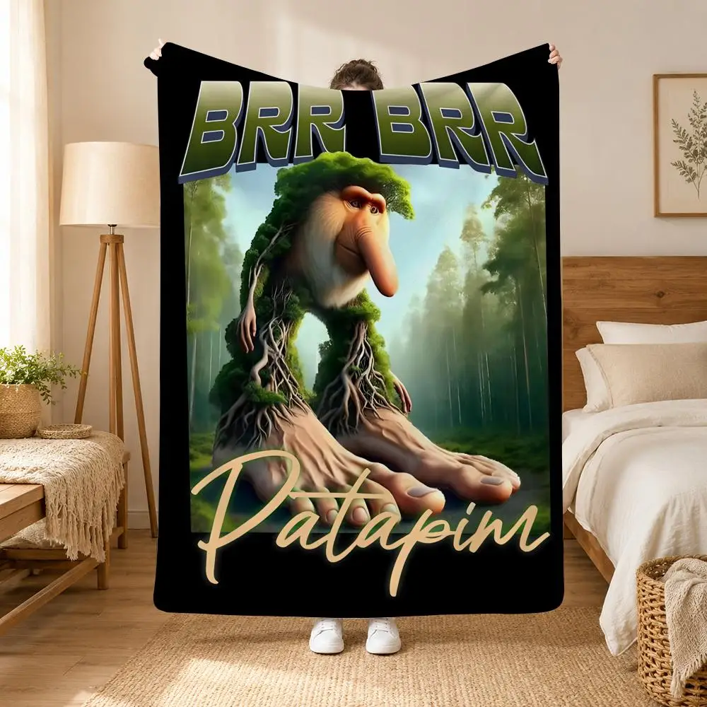 Italian Brain Rot Meme Tralalero Tralala Throw Blanket Soft Flannel Throw Lightweight Summer Home Nap for Office Travel Sofa Bed