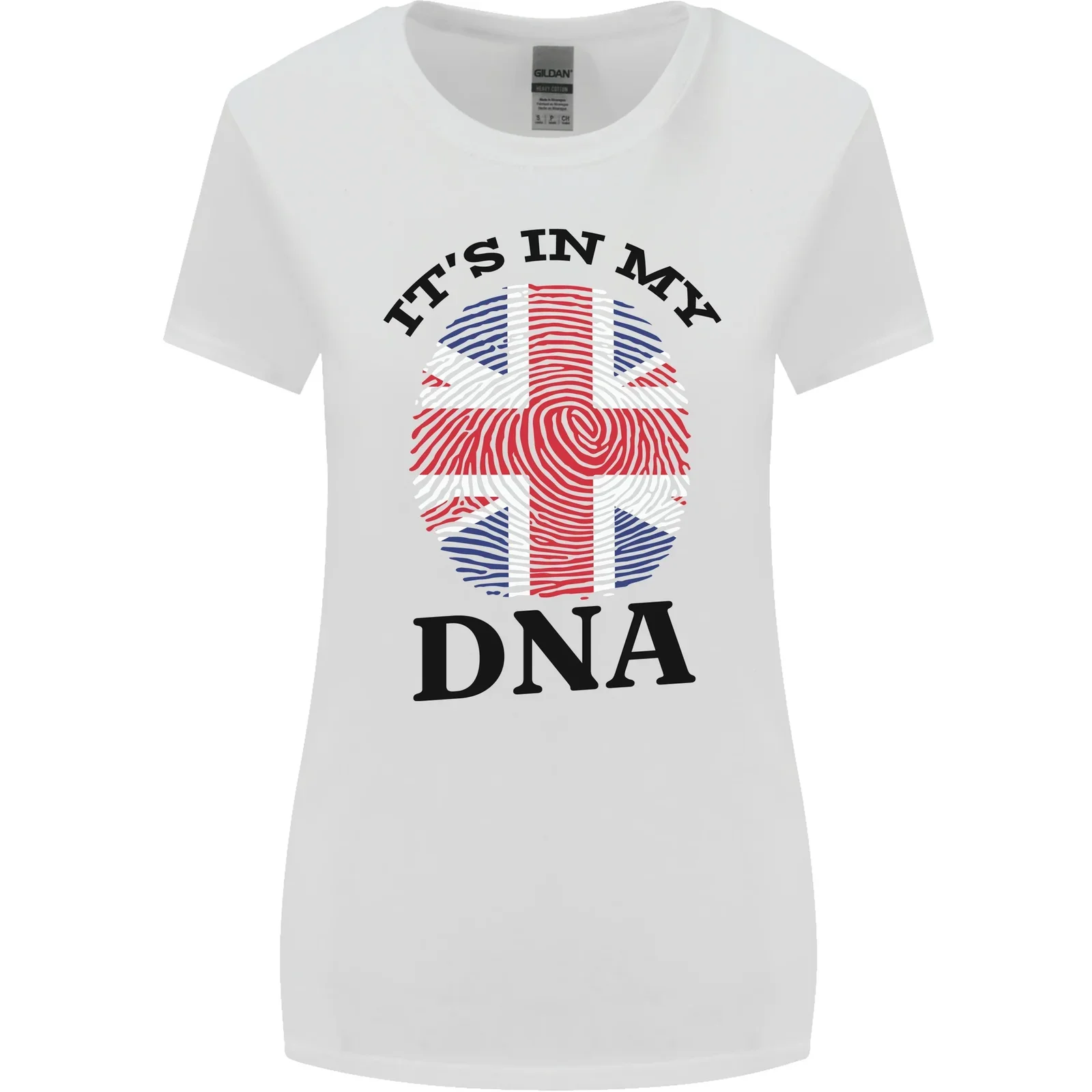 Britain Its in My DNA Funny Union Jack Flag Womens Wider Cut T-Shirt