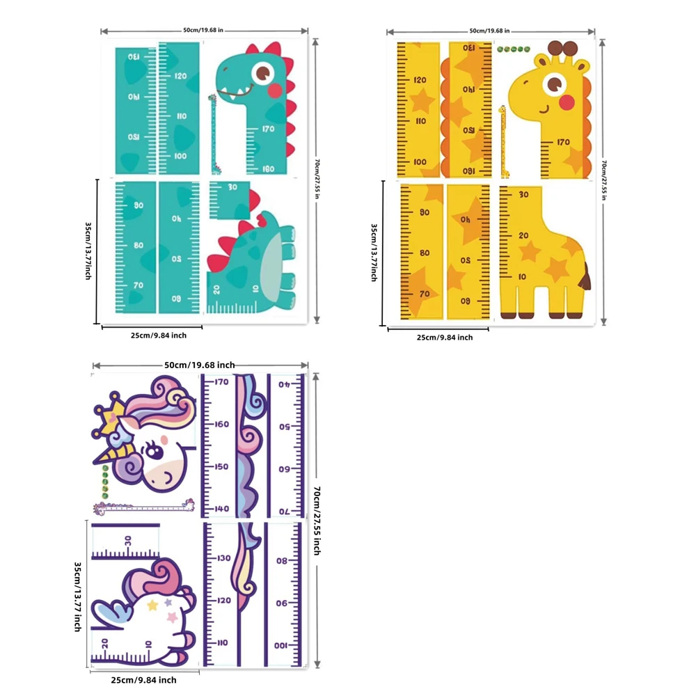 Nette Cartoon Höhe Aufkleber Einhorn Dinosaurier Giraffe Wand Höhe Messen Lineal Aufkleber Für Kinderzimmer Kindergarten Dekor – Detail 7