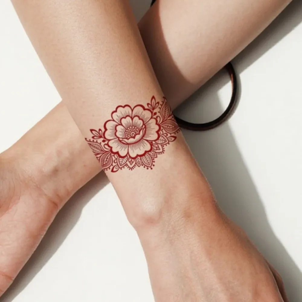 

Водостойкие переводные тату-наклейки для рук: индийские цветочные узоры хенди, временные тату-макияжи под хенду, мгновенные.