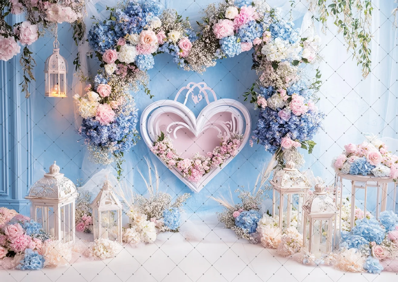 Flower Wall Photo Background Valentine's Day Photography Backdrop Cloth Pink Wreath Rose Decoration Portrait Photo Studio Props