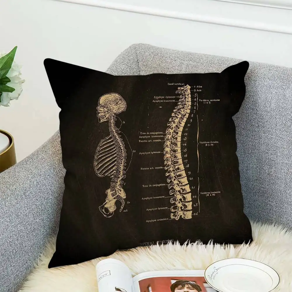 

Anatomical Skeleton Pillow Case Pillowcase Double-Sided Printing Cushion Cover 45x45 Decorative Cushions Sofa Soft Home Decor Pi