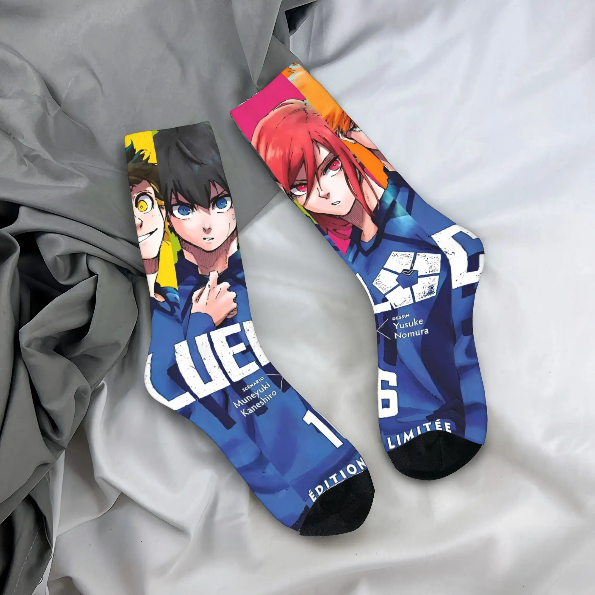 Blue Lock Anime Socks Winter  Stockings Novelty Adults Men Warm Soft Socks Pattern Outdoor Sports Anti Sweat Socks