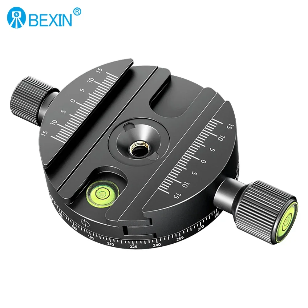 BEXIN QJ-08 360° Panoramic Rotating Quick Release Plate Clamp Tripod Head Universal DSLR Camera Photography Quick Release Base