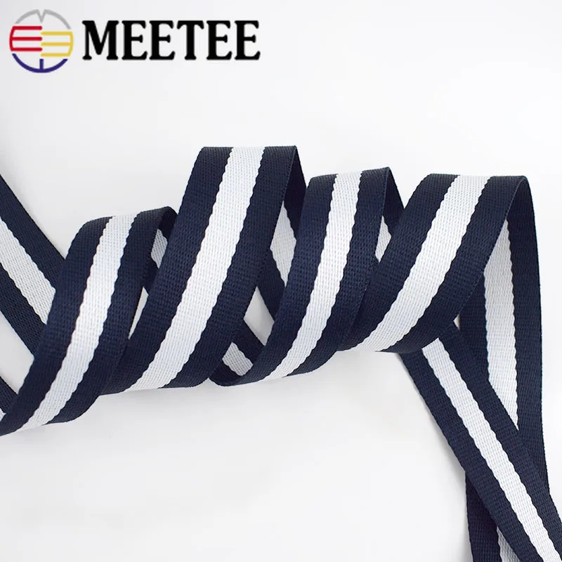 Meetee 5Meters 20-50mm Polyester Stripes Webbing for Bags Belt Strap Ribbon Tape DIY Garment Home Decor Band Sewing Accessories