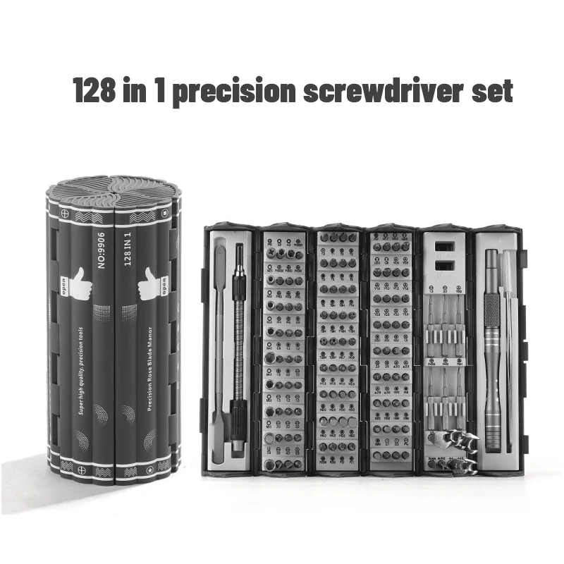 128 In 1 Screwdriver Set Cylindrical Storage Box S2 Magnetic Torx Phillips Screw Driver Bit Multi-function Precision Repair Tool