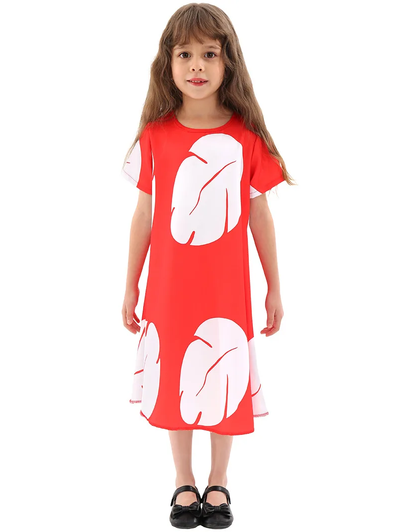 Cartoon Character Forest girl LILO Cosplay red leaf Dress Costume Halloween girl Kindergarten Festival Party