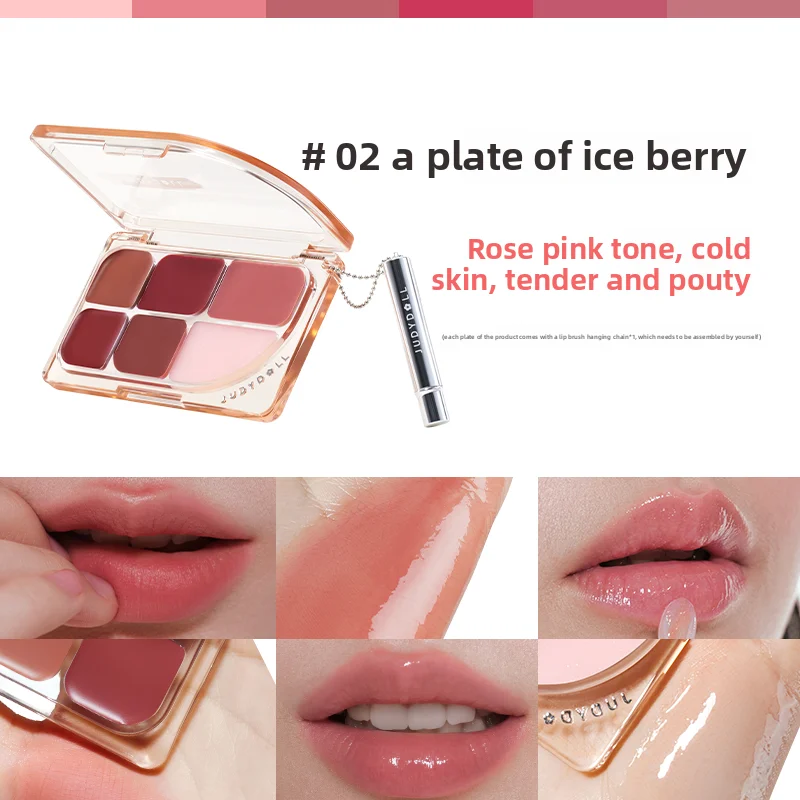 Judydoll Six Color Lipstick Palette Mirror Lip Glaze Multi-Purpose Paste Matte Lip Stick Gloss Nude Lip Stain Makeup