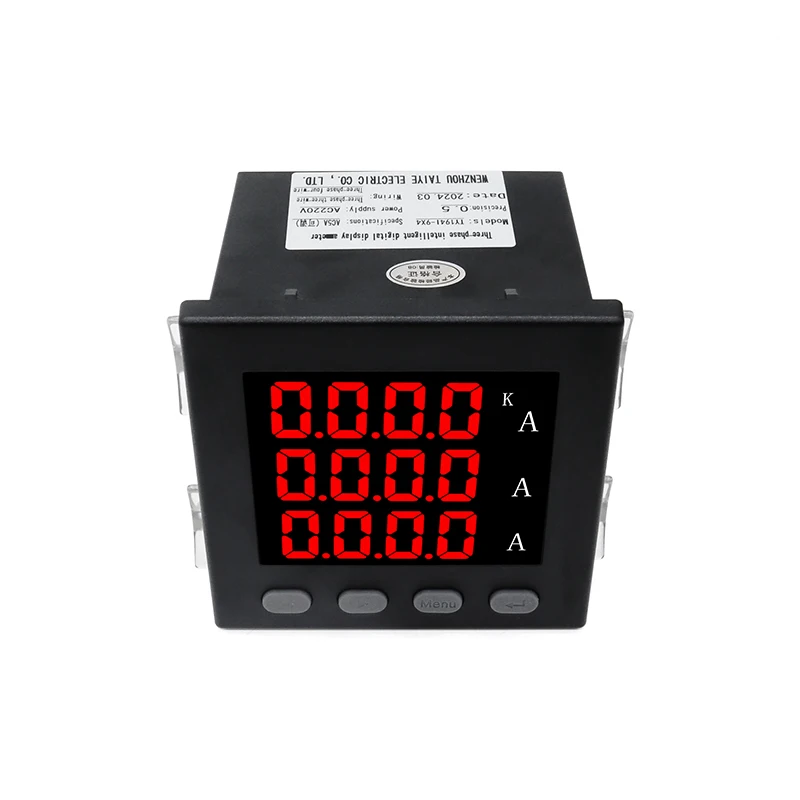 96*96*78MM Single/Three Phase Ammeter Panel Meter Digital Display Square Ampere With 100A 150A 200A CT