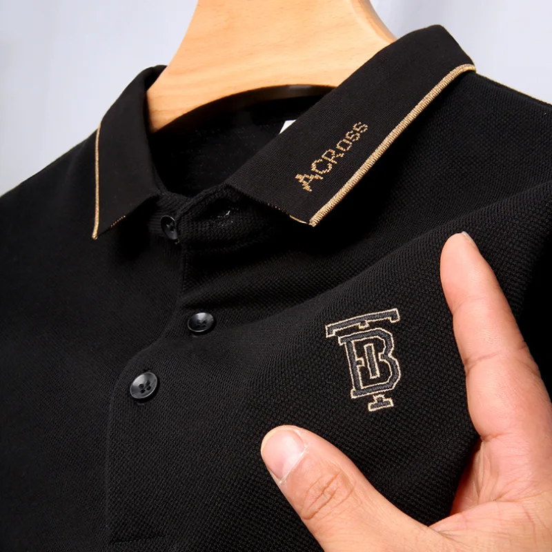 

2024 High End Brand Cotton Men's Breathable Polo Shirt Casual Short Sleeved Top Summer Luxury Quality Glof T-shirt Men Clothing