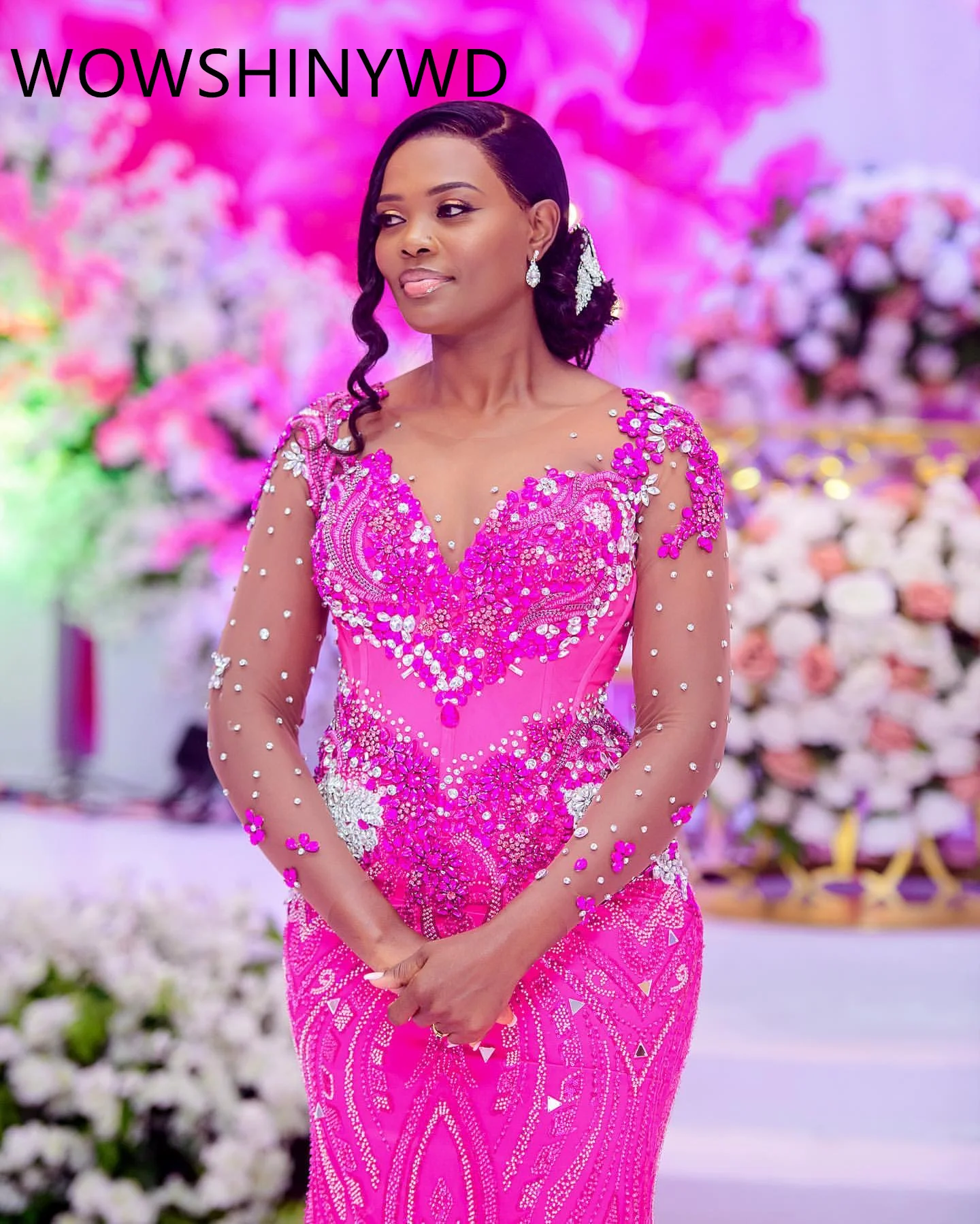 2024 Aso Ebi Fuchsia Mermaid Prom Dresses Crystals Beaded Evening Formal Party Second Engagement Birthday Gowns Dresses ZJ145