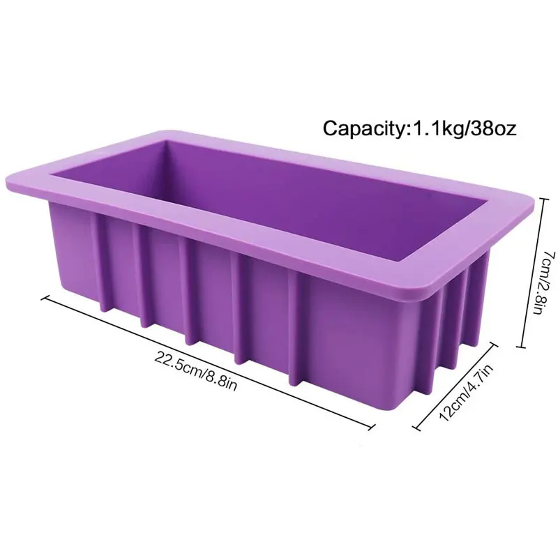 1100ML Silicone Soap Mold Easy Removal Rectangle Silicone Loaf Mold Silicone Loaf Mold for Handmade Soap Making Tool