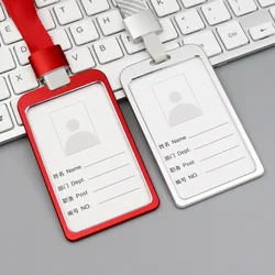 Company Employess Tag Aluminum Alloy Badge Holder For Office Staff ID Card Clear Pass Name Work Credentials Sleeve With Lanyard