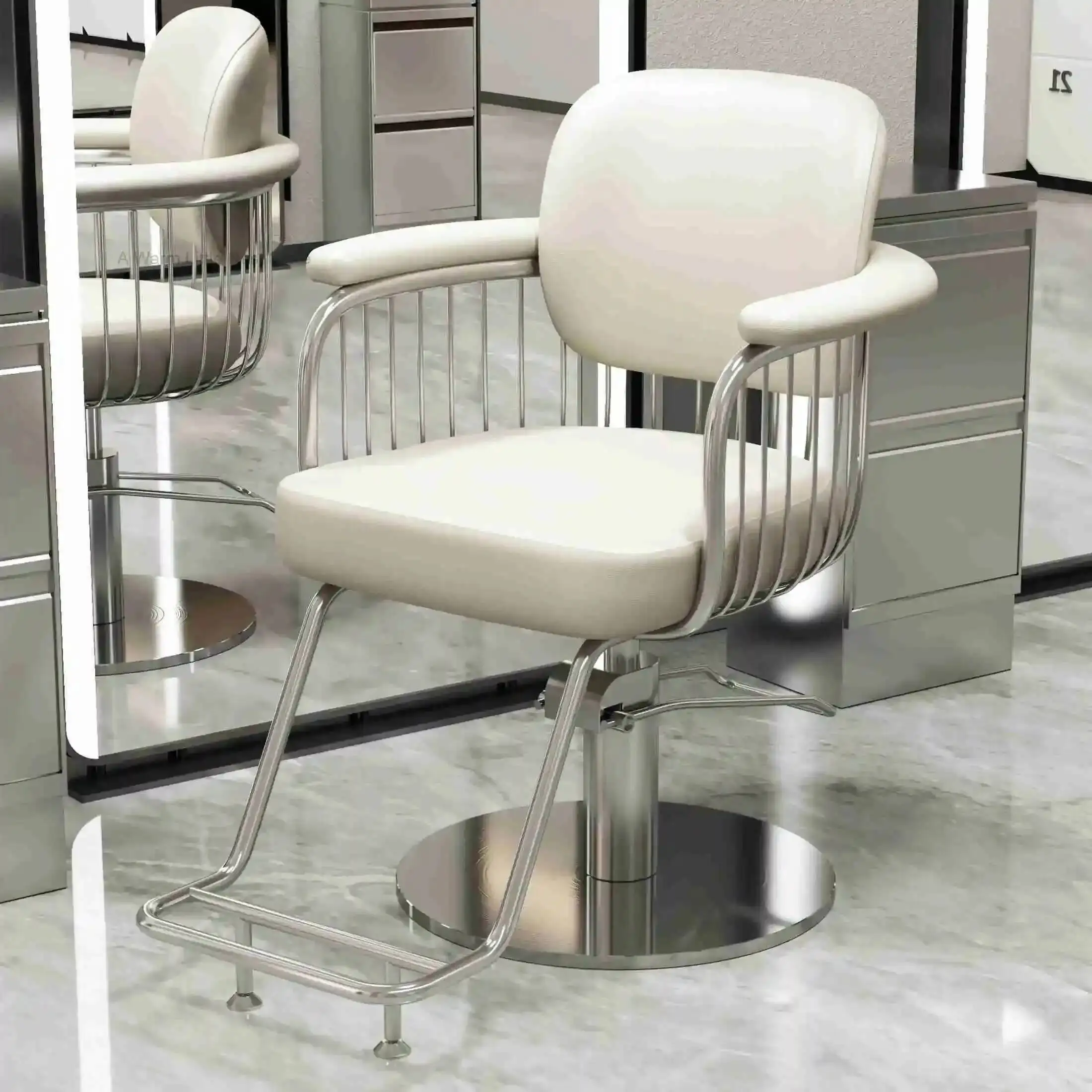 

Luxury Beauty Professional Steel Stainless Chair Salon Gold Barber Chairs Modern Lift Swivel Chair Hairdressing Furniture 좌식 의자