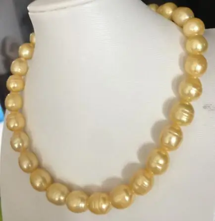 Enorme 10-13Mm Zuidzee Barok Gouden Parelketting 18Inch 14K Gouden Gesp