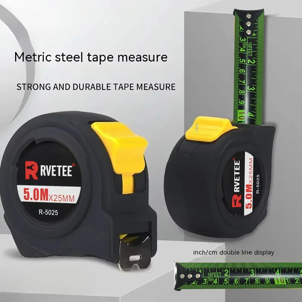 High Precision 5M Ruler Self-Locking Tape Measure with Fluorescent Metric English Drop-proof Retractable for Work Home Man Gift