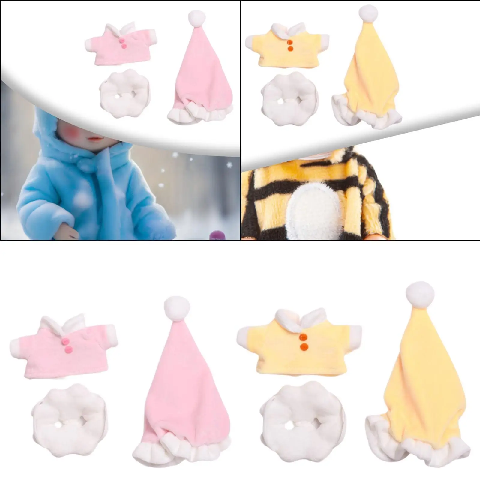 3Pcs Plush Doll Nightwear Girl Doll Nightwear DIY Accessories Dress up for Kids Decoration Pajamas Set Pendant Cloth Clothes