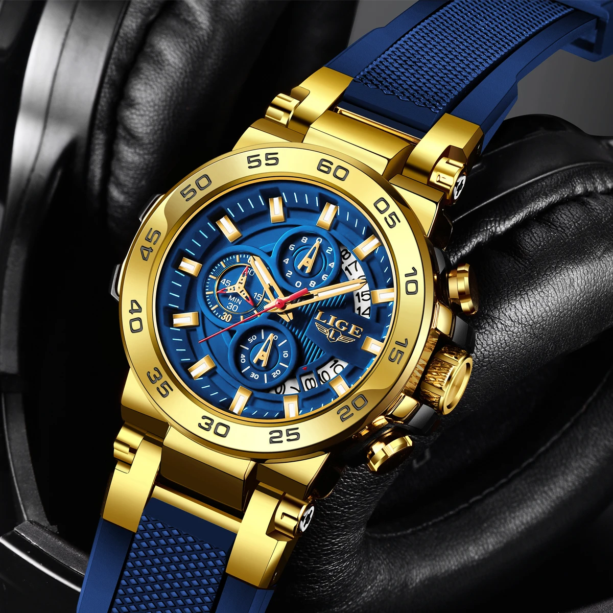 LIGE Fashion Quartz Watch Men's Watch MultiAAAfunctional 30M Waterproof Luminous Watches Moon Phase Men's Timepiece reloj hombre