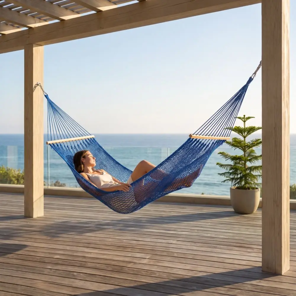 Ice Silk Mesh Outdoor Swing Hammock Curved Rod Good Load-bearing Camping Mesh Hammock With Bag Single Person Hanging Swing