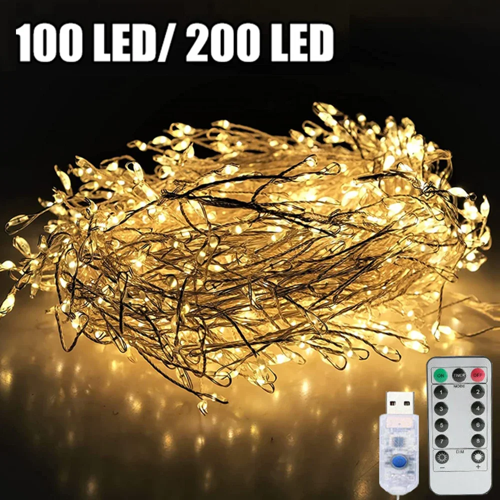 Firecrackers LED String Lights Waterproof Remote Control Garland Cluster Fairy Lights Wedding Party Christmas Home Decorations