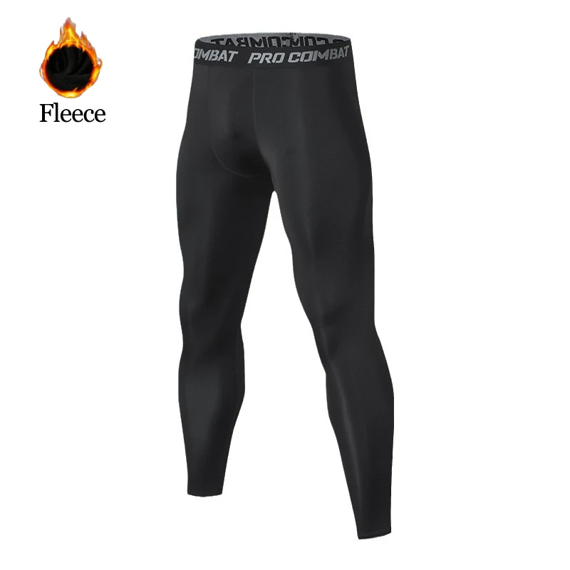 Men's Long Johns Single Piece Plus Fleece Thin Underpants For Sports Outdoor Tights Thermal Pants Compression Winter Leggings