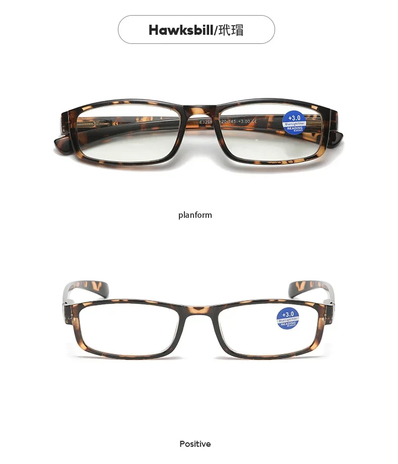 1,0 ~ 4,0 Farbverlaufs-Lesebrillengestell, Anti-Blaulicht-Brille, bequeme und leichte Lesebrille und Zubehör – Detail 14