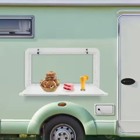 Camping Picnic RV Wall-mounted Caravan RV Flip Fold Down Desk White,RVs Table External Hanging Table 80*45cm