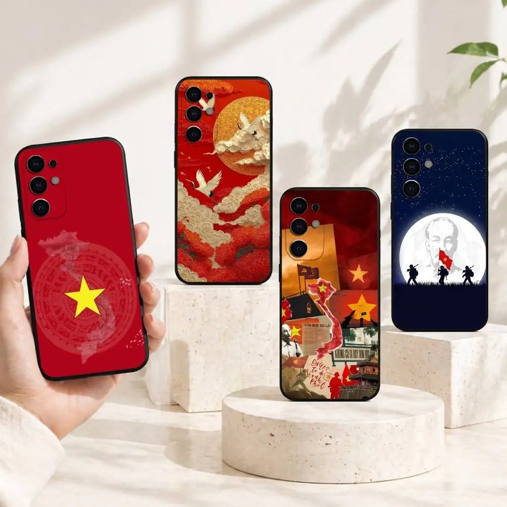 Funda para Teléfono con Bandera Vietnamita de Ho Chi Minh para Samsung S25, S24, S21, S22, S23, S30, Ultra, S20, Plus, Fe, Lite, Note, 10, Negra