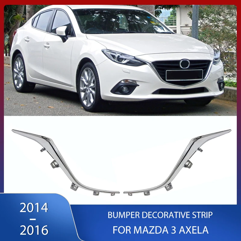 Chrome Front Bumper Grills Trim Decorative Bright Strip For Mazda 3 Axela 2014 2015 2016