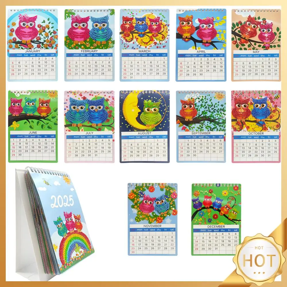 กระดาษรูปพิเศษสีสันรูปแบบเพชร Art ปฏิทินตั้งโต๊ะเพชร Handmade ปฏิทินตกแต่งโต๊ะสําหรับตกแต่งตาราง