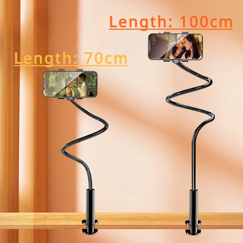 100cm Phone Clip on Stand Holder with Grip Flexible Long Arm Lazy Bracket Mount Clamp for IPhone 15 Pro Accessories Phone Holder image 2