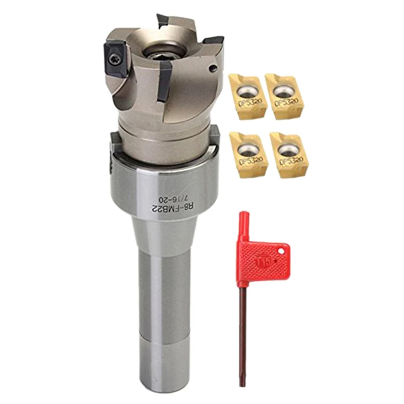 Novo R8 Fmb22 Arbor 400R 50Mm Face End Mill Shell Cutter + 4X Apmt1604 Inserções de Metal Duro