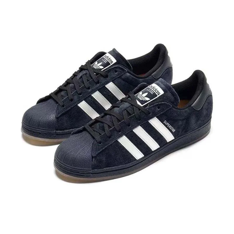 Adidas Origins SUPERSTAR round toe comfortable, wear-resistant, breathable low top board shoes for men and women in black