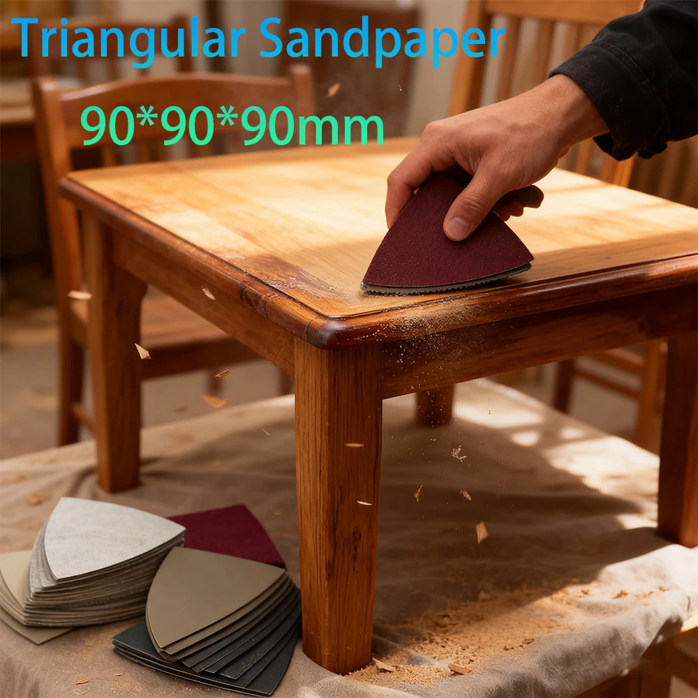 

1-200Pcs Triangular Sandpaper 90*90*90mm 60-10000 # Flocking Sandpaper Metal Automotive Mobile Phone Polishing Dry/Wet Dual-Use