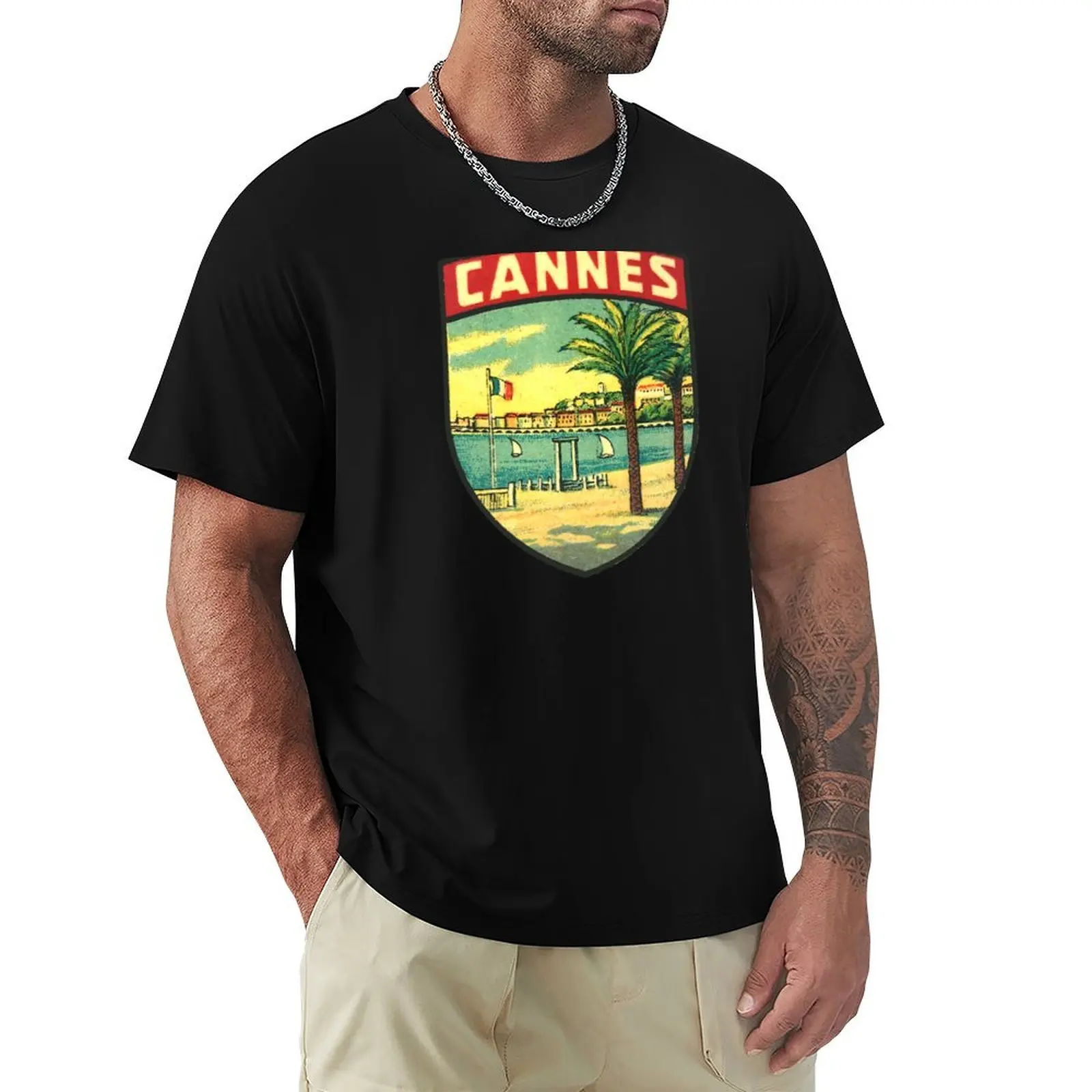 Cannes France Vintage Travel Decal T-Shirt Festive Simple T-Shirt