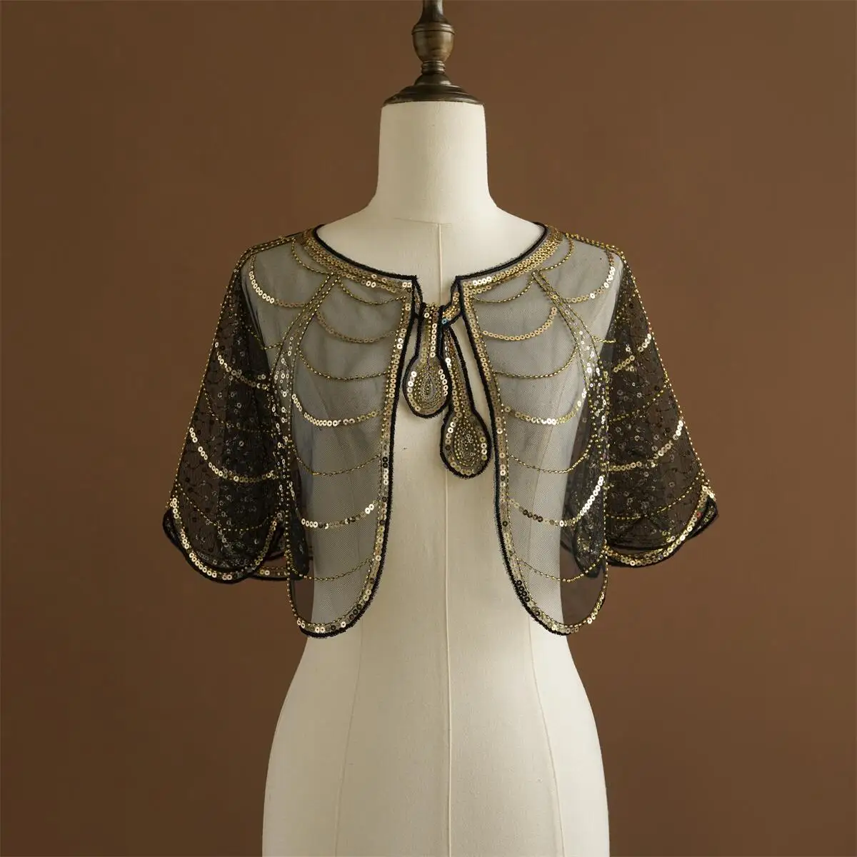 

Элегантная женская шаль с пайетками и ожерельем из бисера — шикарная накидка без рукавов для свадеб, вечеринок и официальных мероприятий