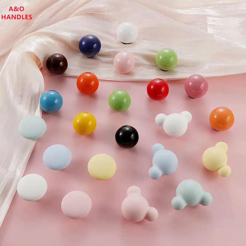 Handles Drawer Cabinet Furniture Kitchen Handles for Cabinet Knob Door Drawer Knob Colour Ceramics Rotundity Single Hole