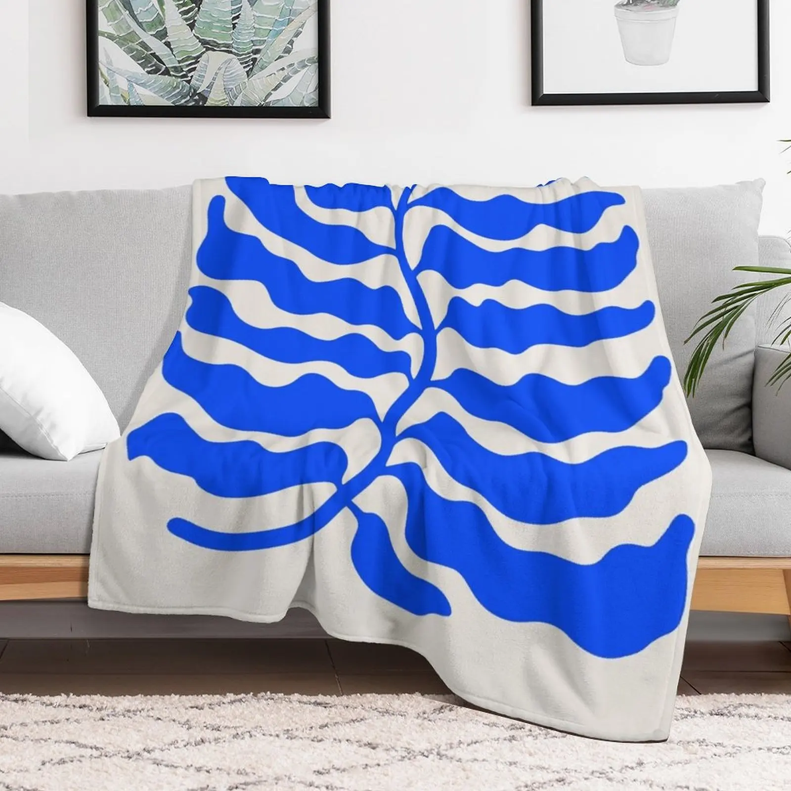 Wild Ferns: Ultramarine Blue Edition Art Print Mid-Century Edition Throw Blanket Stuffeds Soft Big for babies Travel Blankets