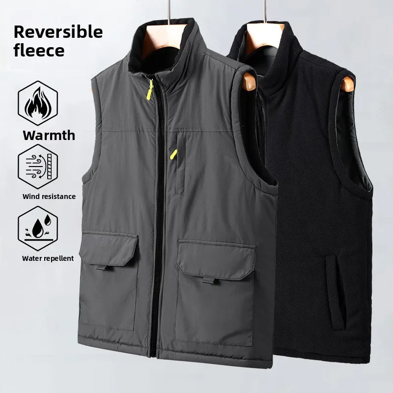 

Новинка 2024 года, двусторонний жилет, для мужчин и женщин, двусторонний теплый жилет на осень-зиму