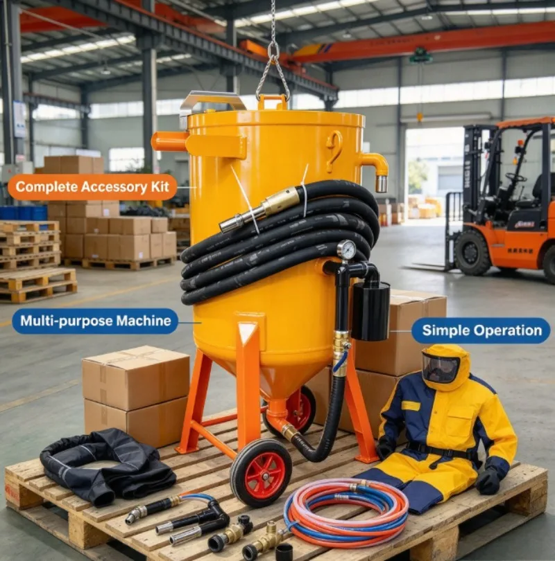 Professional Pneumatic Drive Open Dry Sandblasting Abrasive Blaster With Precision Gauge Display For Heavy Load Bracket