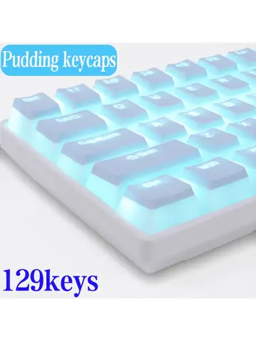 129Keys Keyboard Keycap OEM Profile PBT Material Key Cap for Mx Hot Swap Mechanical Keyboard Switch Transparent Pudding Keycaps