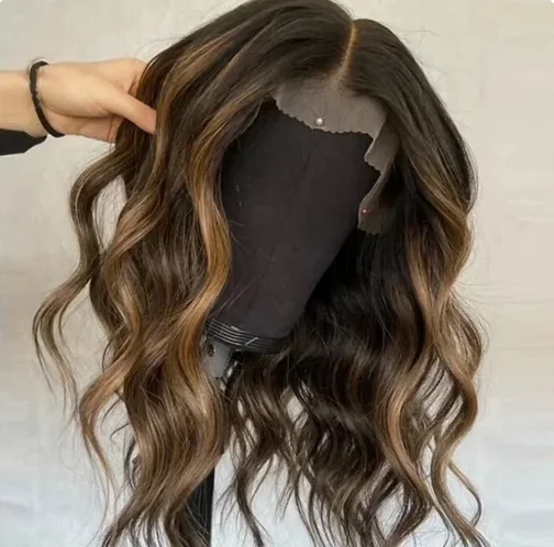 Ombre marrom loira peruca de cabelo perucas dianteiras do laço para as mulheres perucas dianteiras do laço sintético meio partido resistente ao calor cabelo uso diário