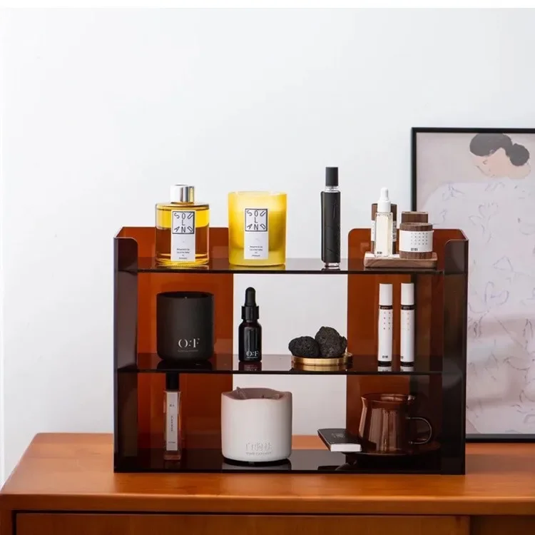 Household dining table multi-layer acrylic cup holder desk large capacity living room bathroom cosmetics storage rack