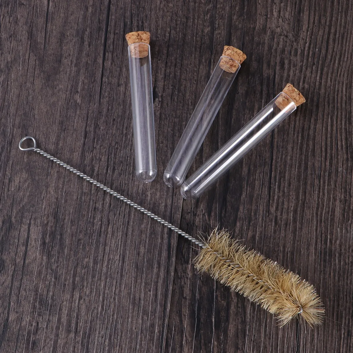 

200pcs 1.2X7.5Cm Glass Test Tubes Cork Stoppers Leakproof Clear For Cosmetics Travel Storage Science Experiments