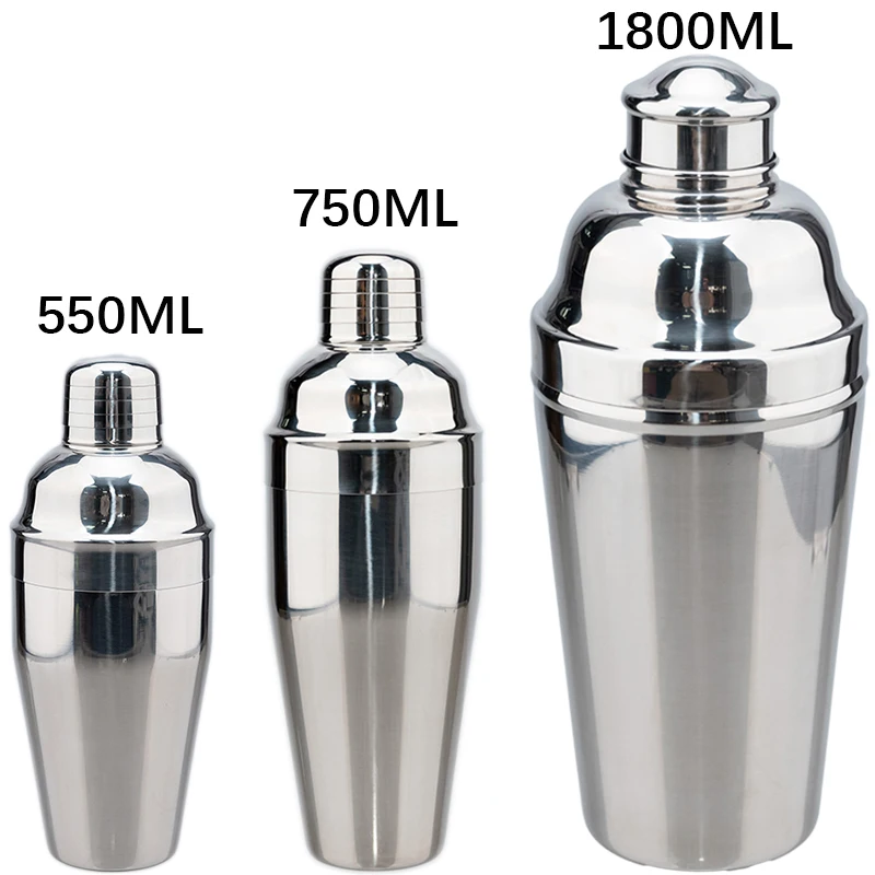 

550/750/1800ml Stainless Steel Cocktail Shaker Cocktail Mixer Wine Martini Drinking Boston Style Shaker Party Bar Tools New