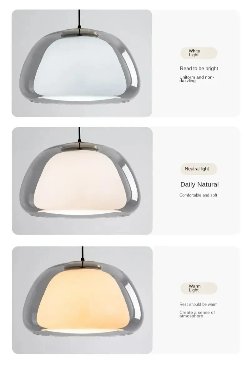 Creative Jelly Pendant Light Nordic Design Restaurant Kitchen Light Transparent and Milk White Double Layer Glass Chandelier